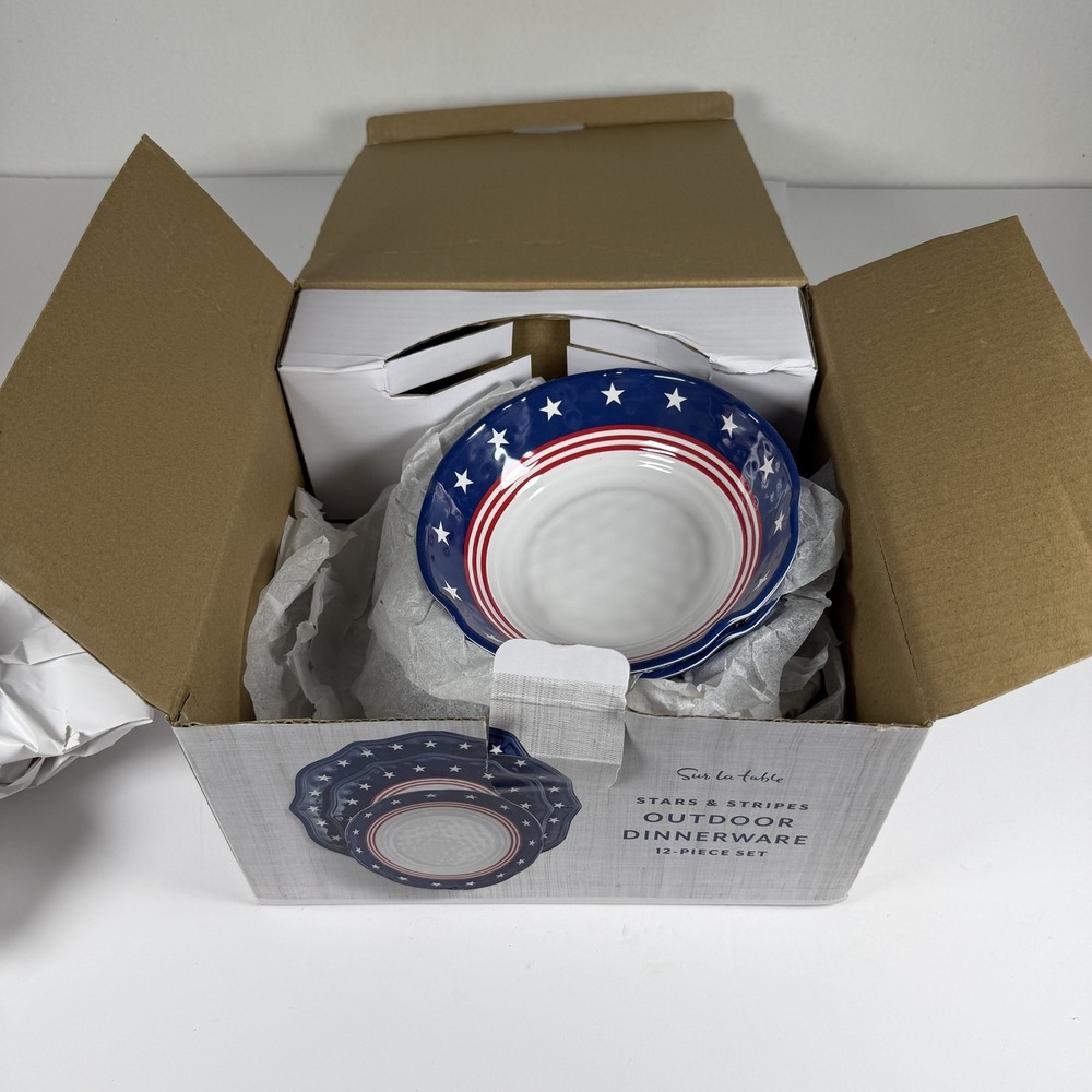 Sur La Table Stars & Stripes 12-Piece Outdoor Dinnerware Set F-16